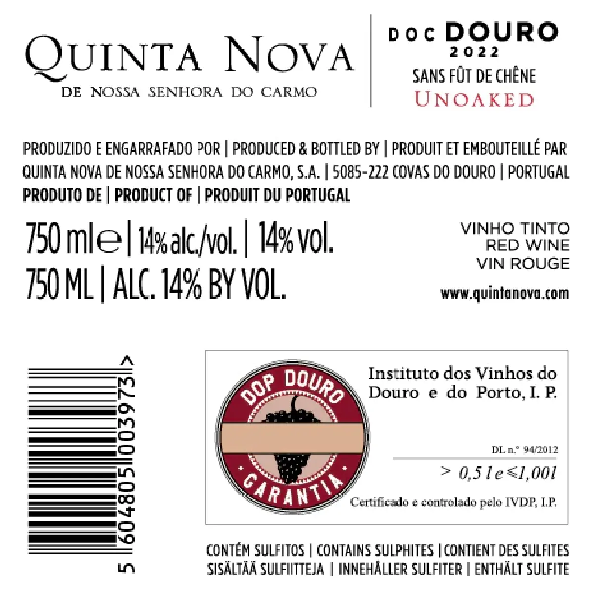 Quinta Nova Unoaked Tinto 2022